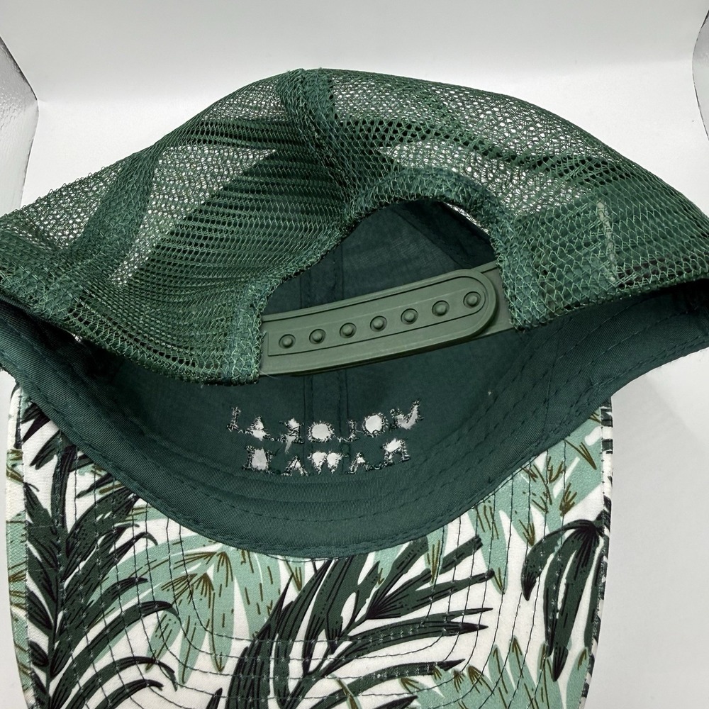 Molokai Hawaii Trucker Hat Green Tropical Leaf Snapback Mesh Cap Cappelli OSFM - Picture 7 of 14
